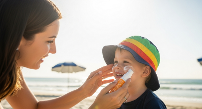 Mother and child in sun